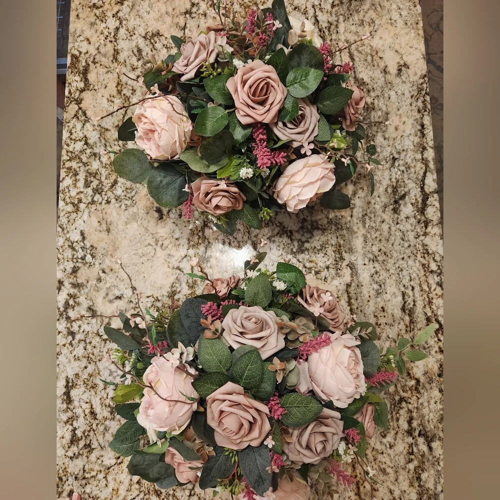 Ling’s Flowers Vase Arrangement Centerpiece Dusty Rose Cream Wedding Baby Shower